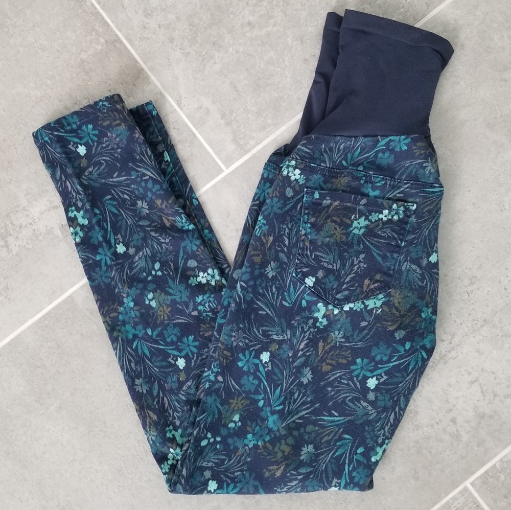 Floral ankle maternity jeggings